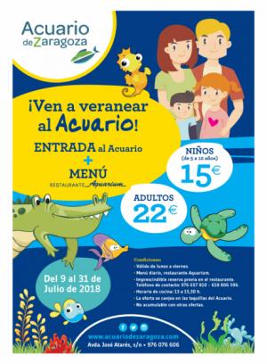 Acuario de Zaragoza: nueva entrada combinada adulto y niño (5 a 12 años) con Almuerzo de lunes a viernes