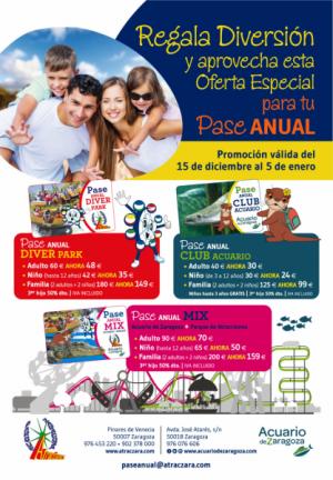 Pases Individuales y Conjuntos del Acuario y el Parque de Atracciones de Zaragoza Temporada 2018