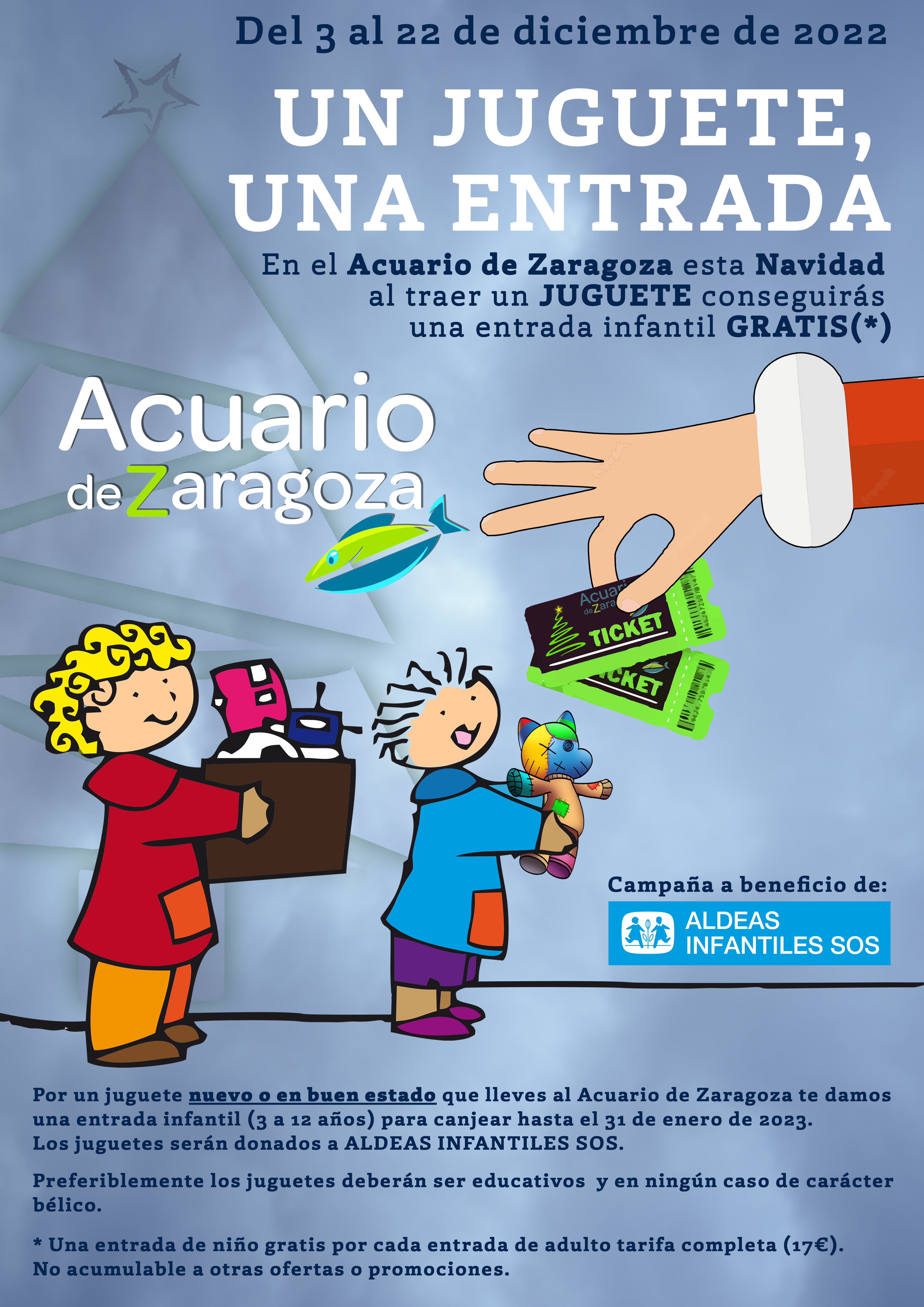 Campaña juguetes por entradas Acuario de Zaragoza